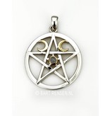 Pentagram Moon pendant - sterling silver