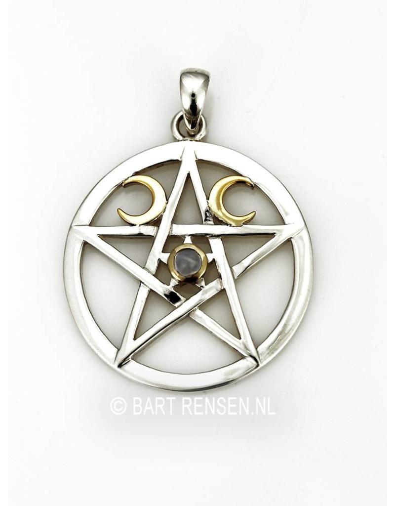 Pentagram Maan hanger - echt zilver