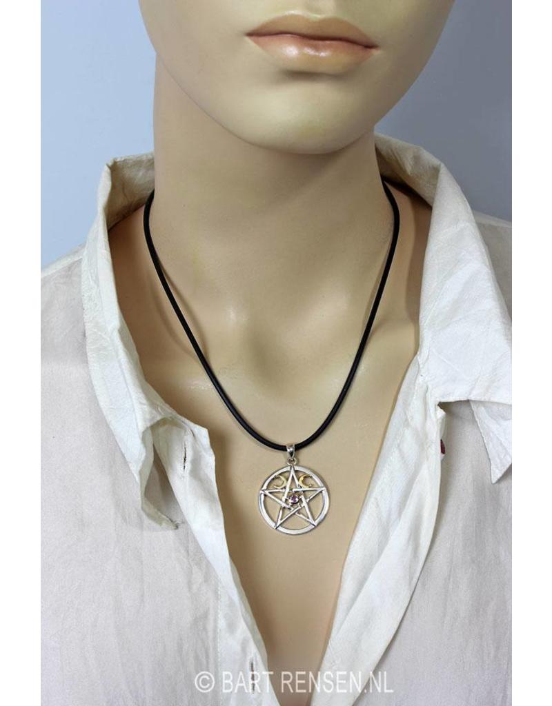 Pentagram Moon pendant - sterling silver