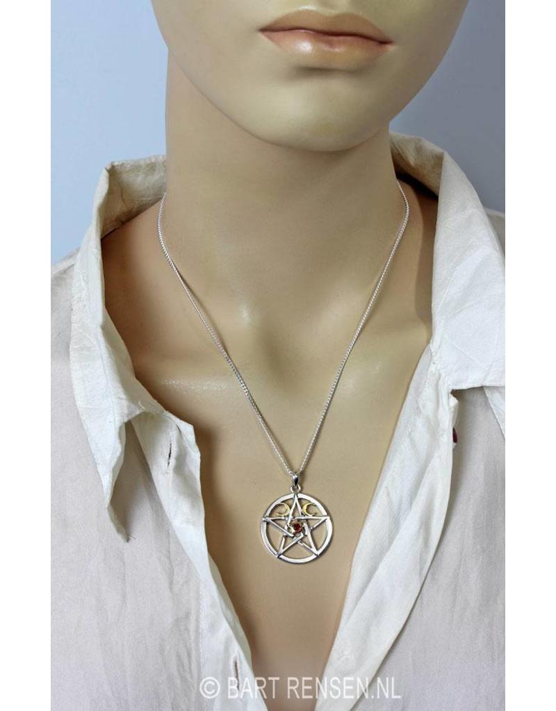 Pentagram Maan hanger - echt zilver