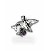 Dolphin pendant with stone - sterling silver