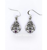 Claddagh earrings with stone - sterling silver