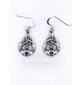 Claddagh earrings with stone