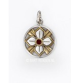 Lotus pendant with stone - sterling silver