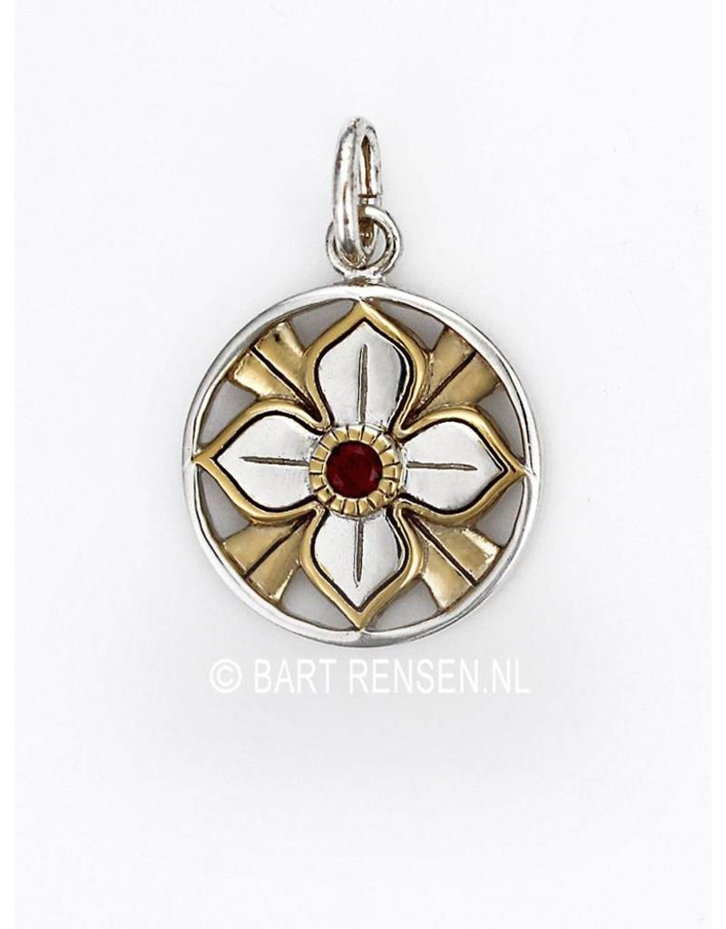 Lotus pendant with stone - sterling silver