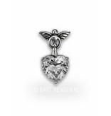 Angel pendant with zirconia heart - sterling silver