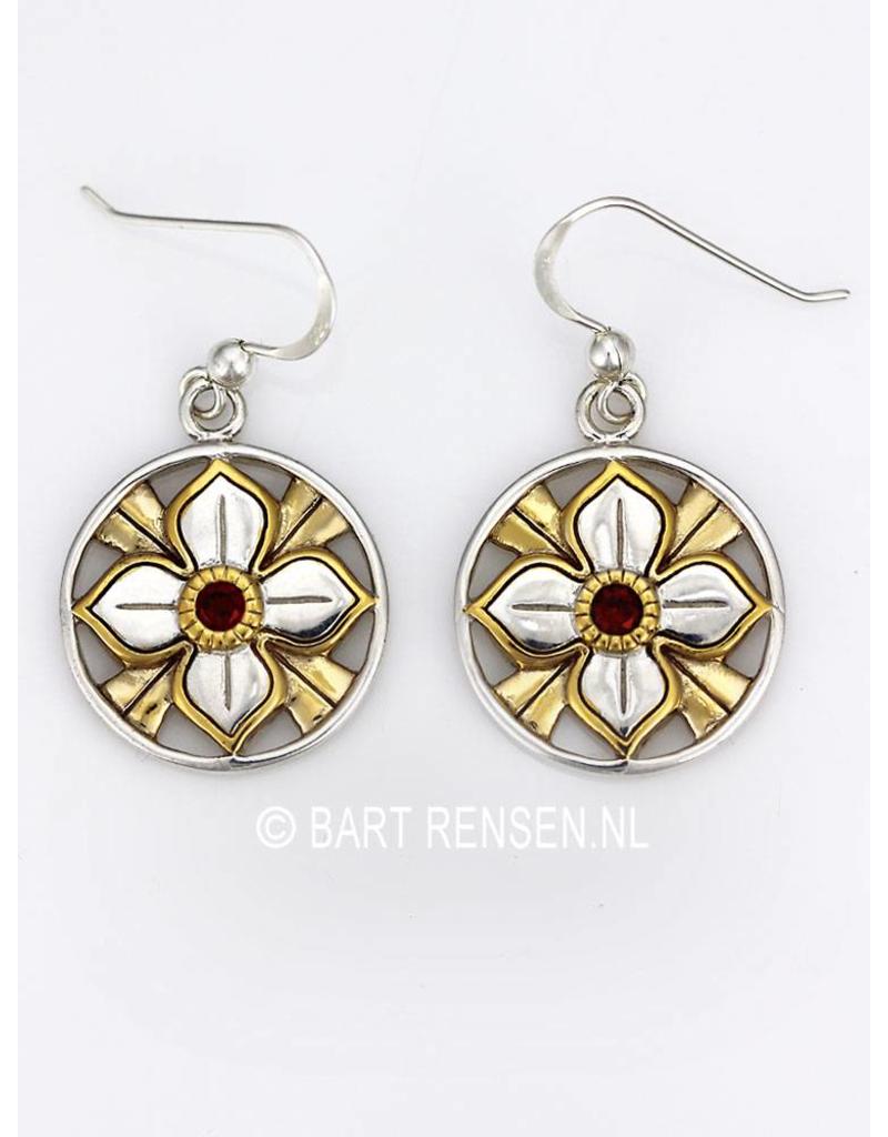 Lotus earrings with stone - sterling silver