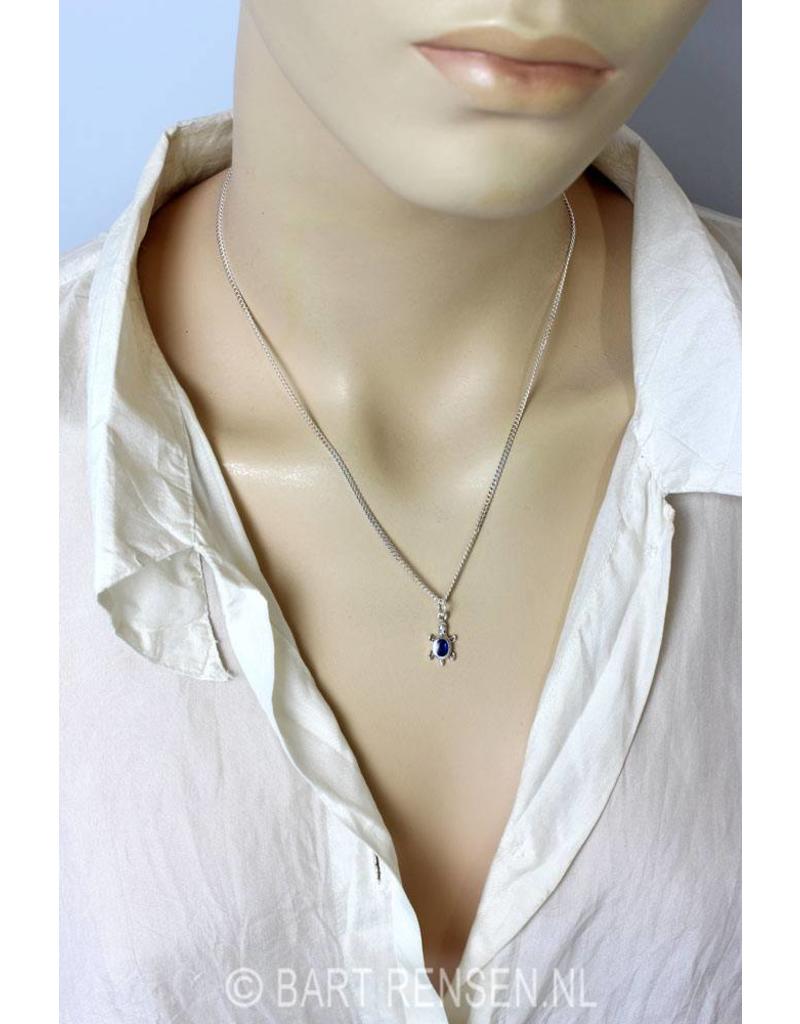 Turtle pendant with gemstone - sterling silver