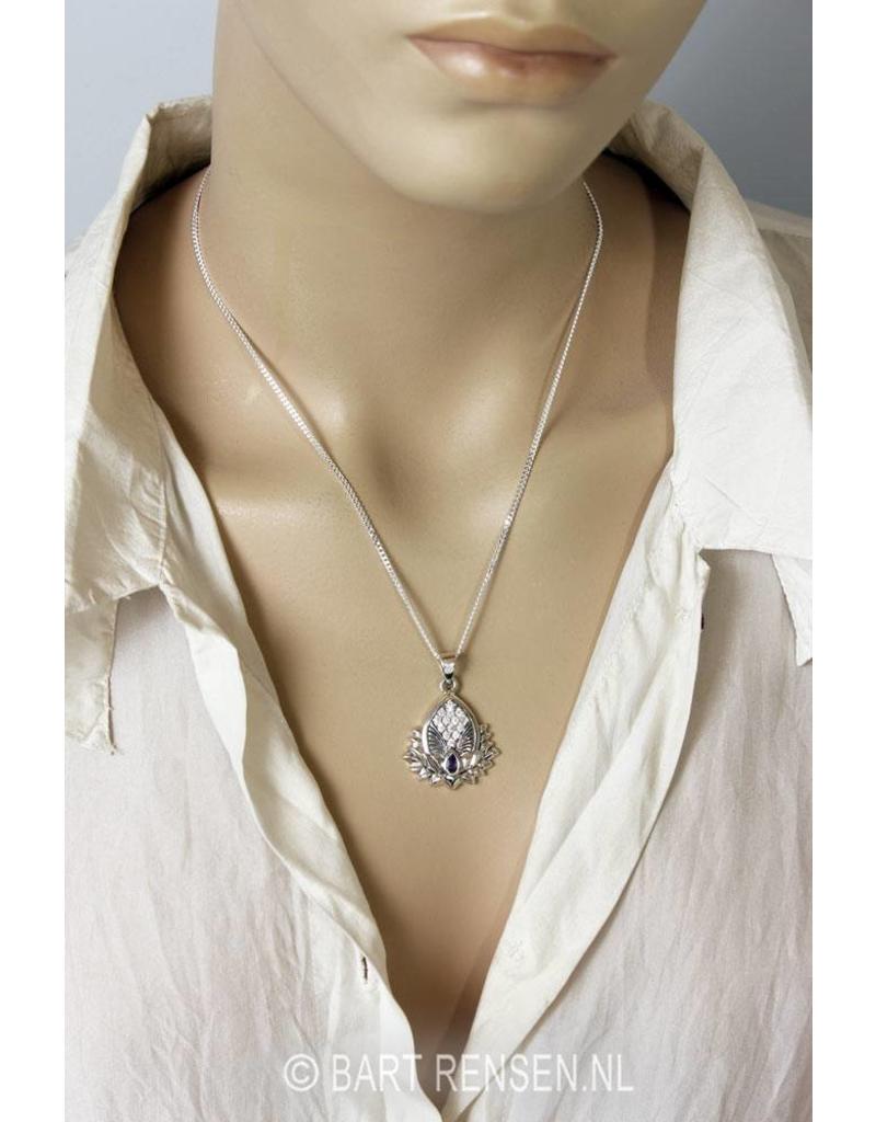 Lotus pendant with gemstones - sterling silver