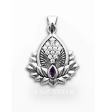 Lotus pendant with gemstones - sterling silver