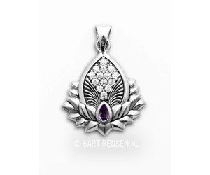 Mala/armband rozenkwarts elastisch met lotus - Edelstenen op kleur