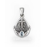 Two hands with gemstone pendant - sterling silver