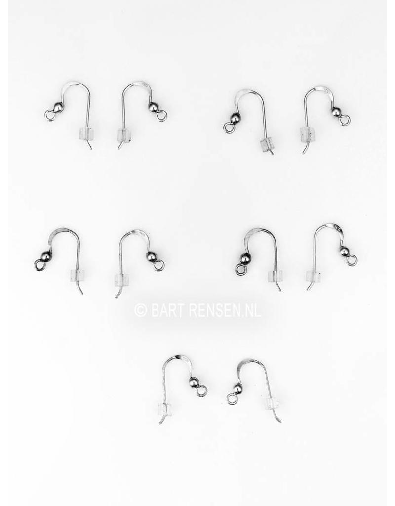 5 pair of silver ear hooks with security