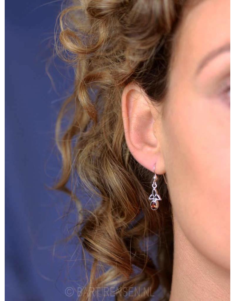 Triquetra earrings with stone - sterling silver