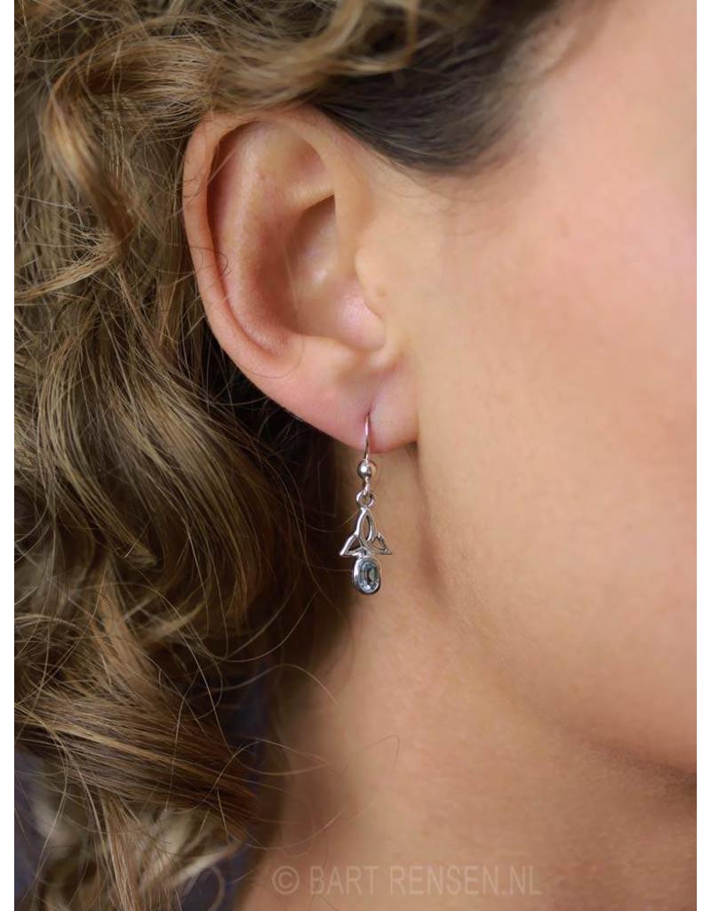 Triquetra earrings with stone - sterling silver