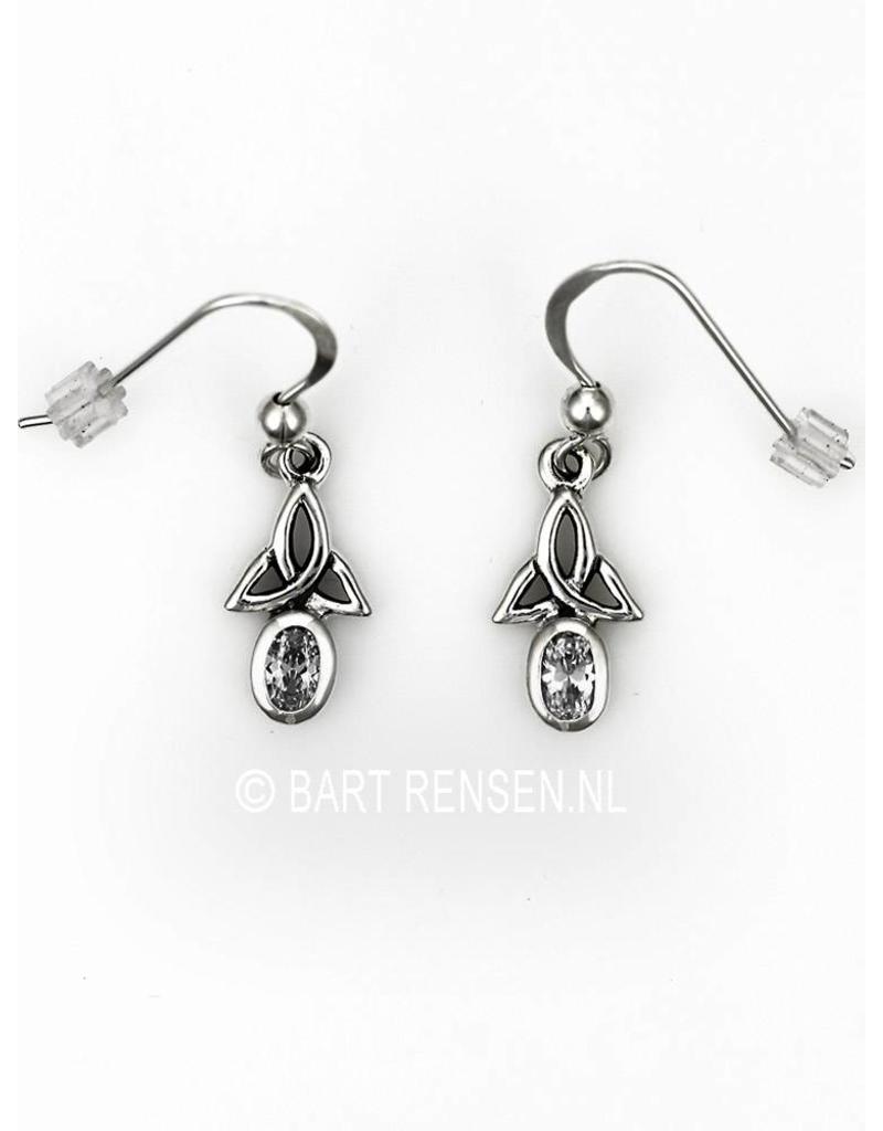 Triquetra earrings with stone - sterling silver