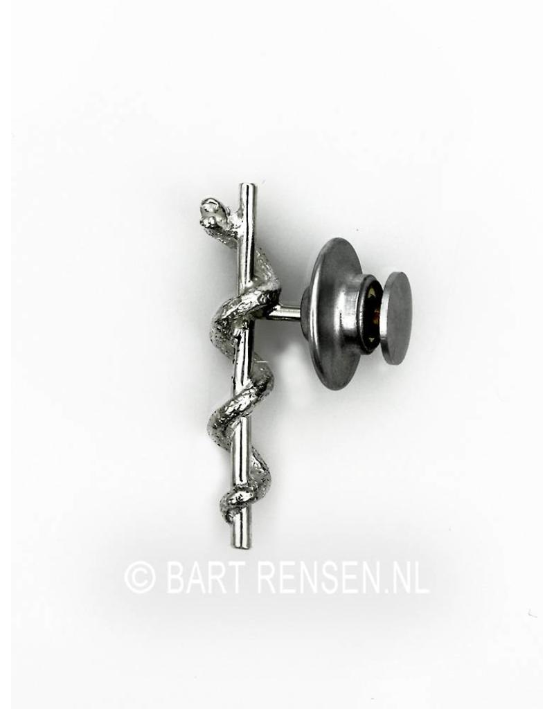 Rod of Asclepius pendant - sterling silver