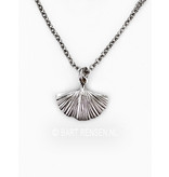 Ginkgo blad hangertje, incl ketting - echt zilver