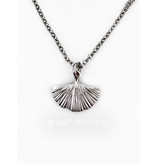 Ginkgo leaf pendant, incl necklace - sterling silver