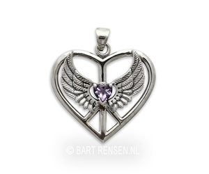 FJ Hart beschermengel ketting engel vleugel hanger ketting 925 sterling zilver met geboortesteen zirkonia sieraden cadeau voor vrouwen meisjes