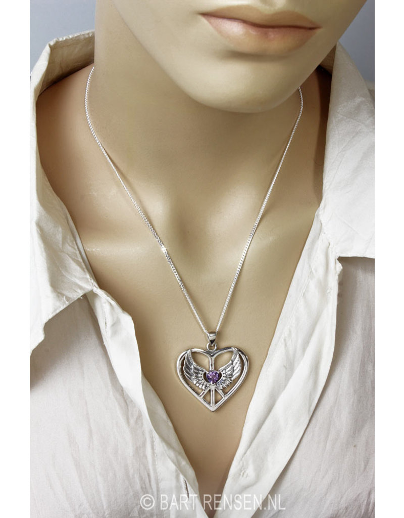 Winged Heart pendant - sterling silver