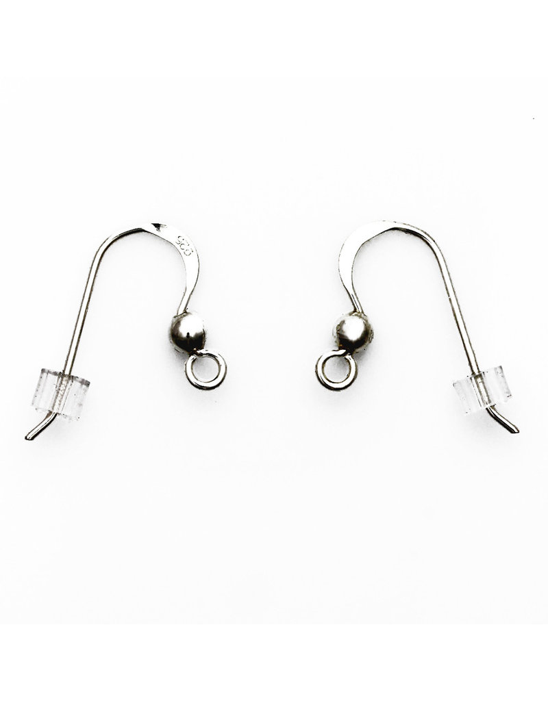 Silver ear hooks with security