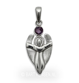 Angel pendant with stone - silver