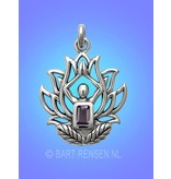 Lotus Yoga pendant with chakra stones - sterling  silver