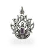 Lotus Yoga pendant with chakra stones - sterling  silver