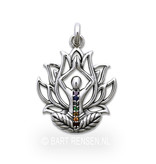 Lotus Yoga pendant with chakra stones - sterling  silver