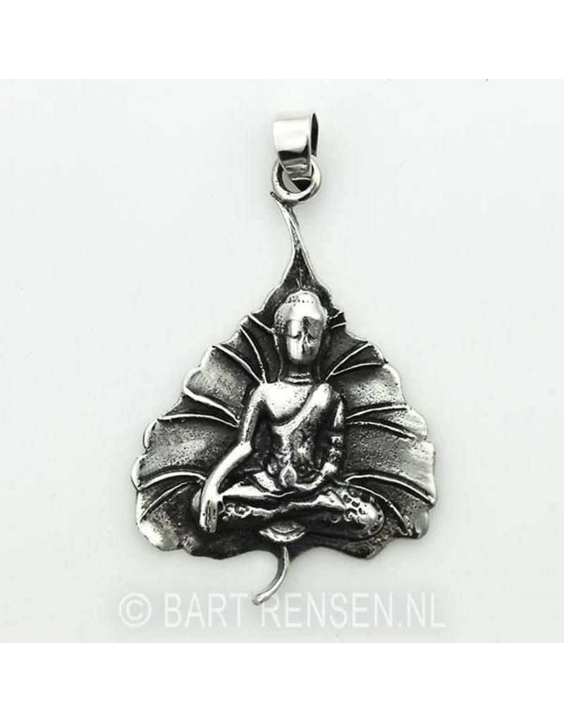 Buddha tree leaf pendant - sterling silver