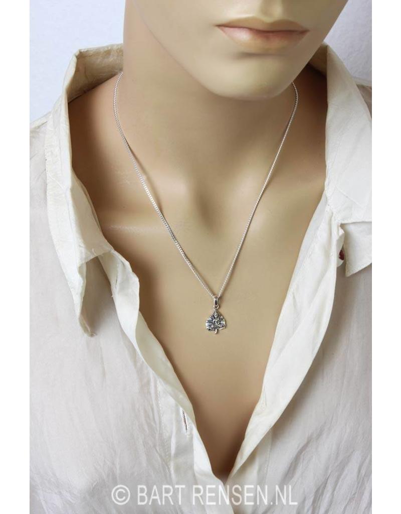 Buddha tree leaf pendant - sterling silver