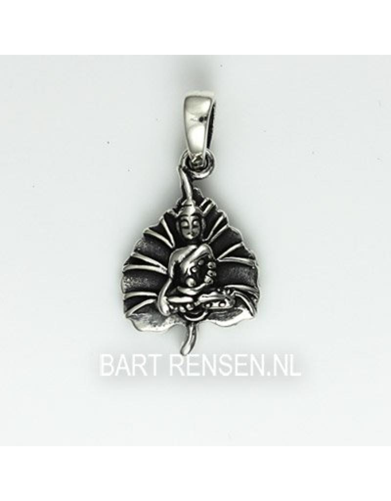 Buddha tree leaf pendant - sterling silver