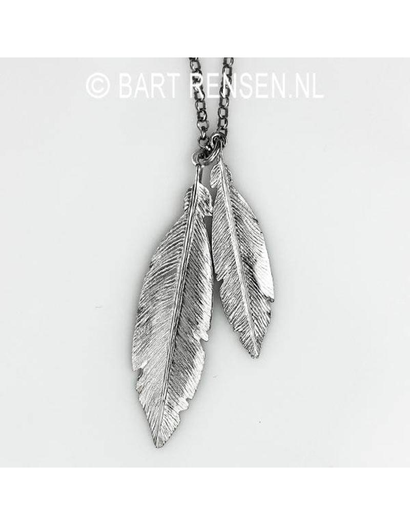 Feather pendant with chain - sterling silver