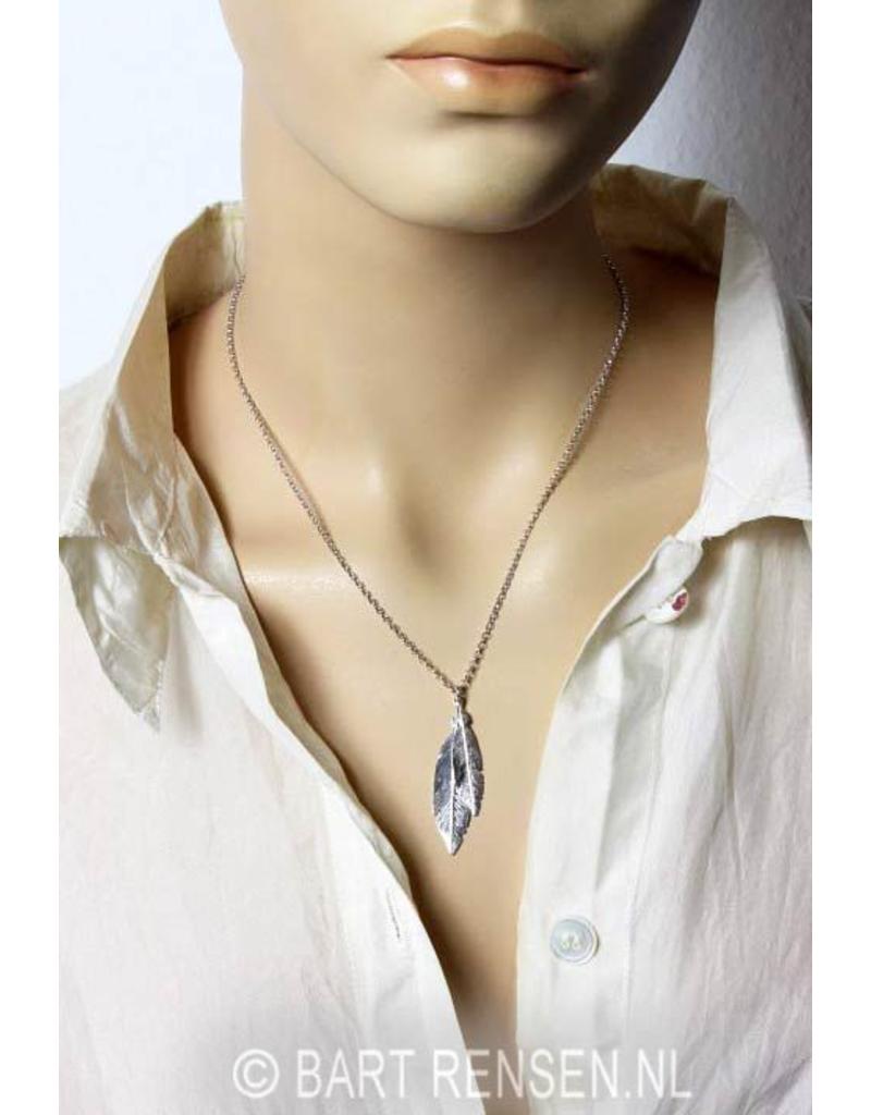 Feather pendant with chain - sterling silver
