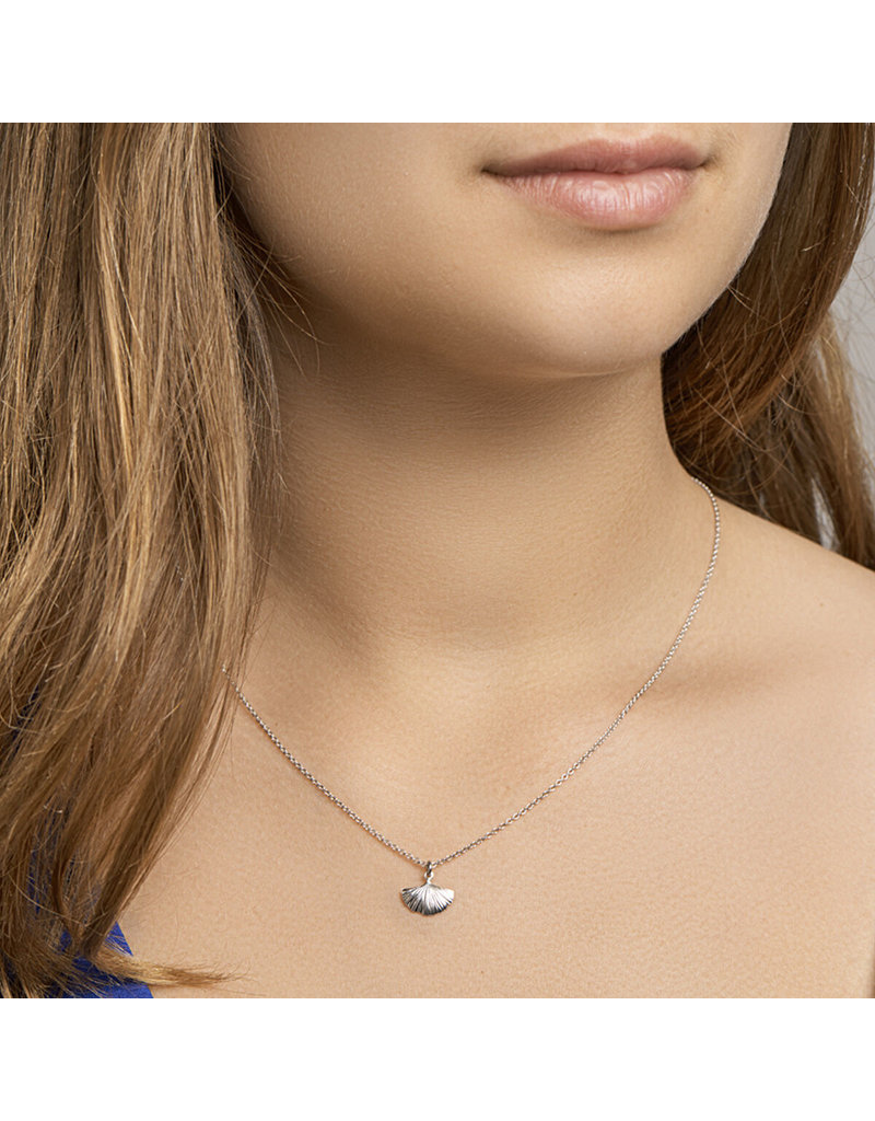 Ginkgo leaf pendant, incl necklace - sterling silver