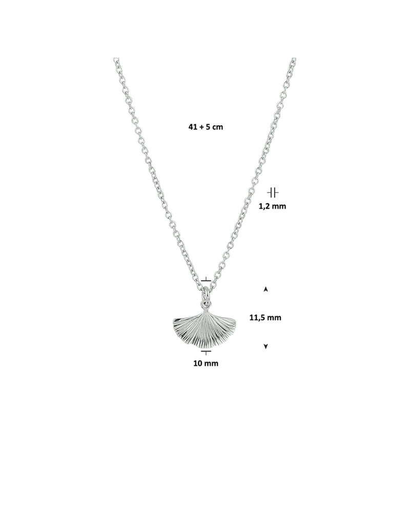 Ginkgo leaf pendant, incl necklace - sterling silver