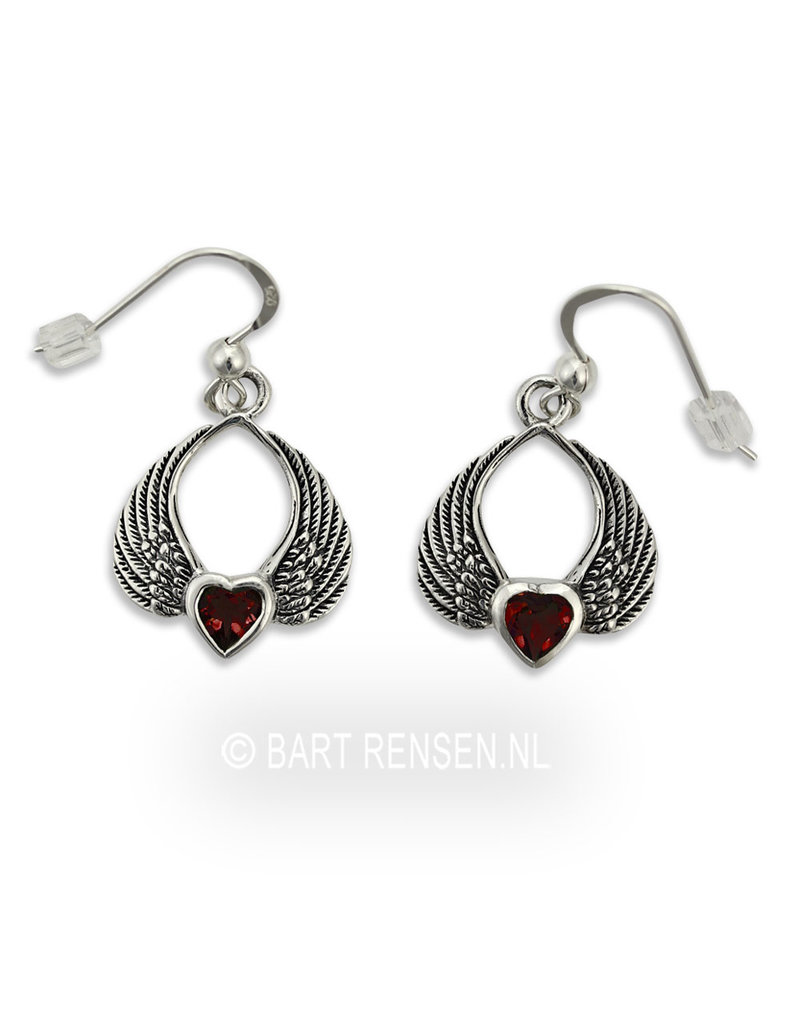 Winged Heart Earrings - sterling silver