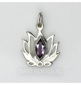 Lotus hanger met steen - zilver