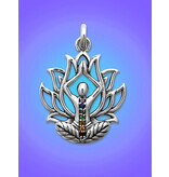 Lotus Yoga hanger met chakra steentjes - echt zilver