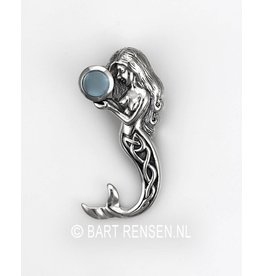 Mermaid pendant with gemstone - silver