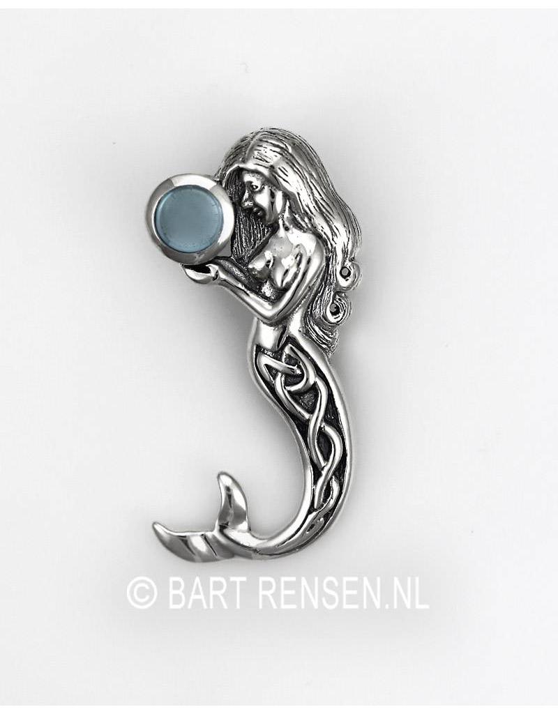 Mermaid pendant with gemstone - sterling silver