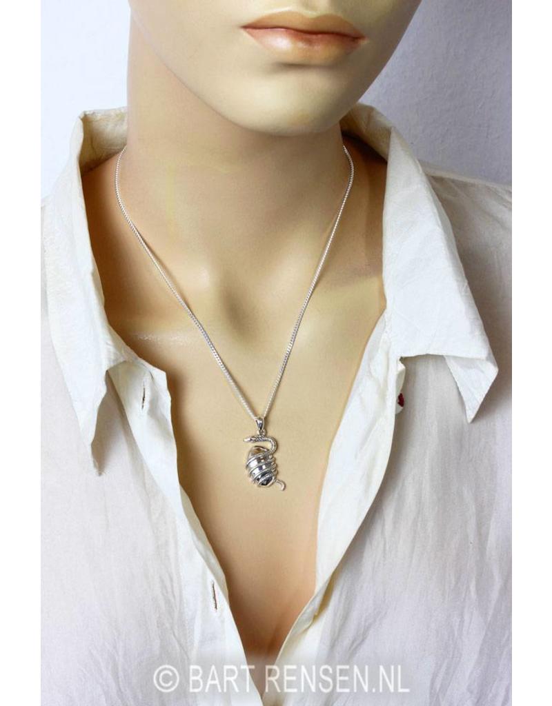 Snake pendant with Egg - sterling silver