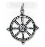 Dharma wheel pendant - sterling silver