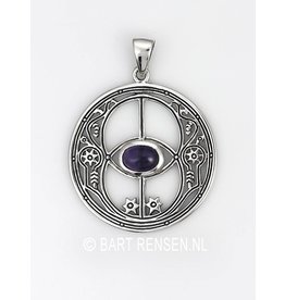 Vesica Pisces hanger met steen - zilver