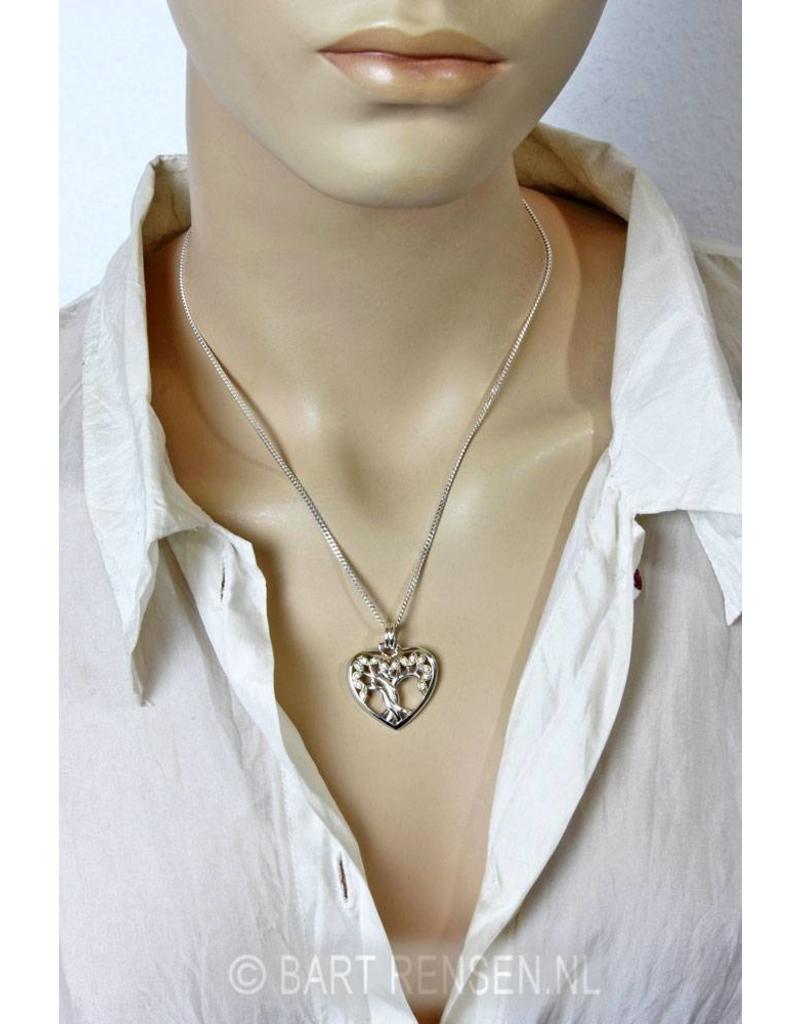 Levensboom Hart hanger - zilver, deels verguld