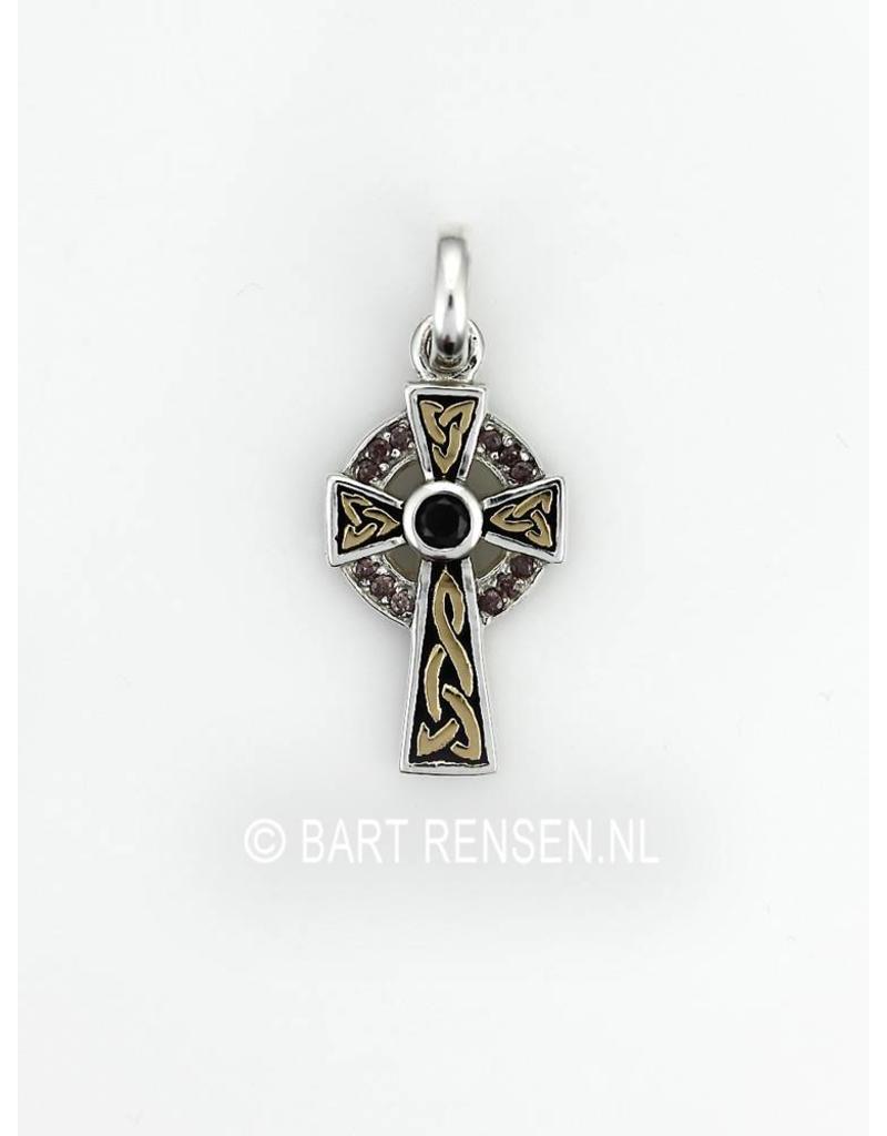 Celtic Cross Pendant with gemstone - sterling silver