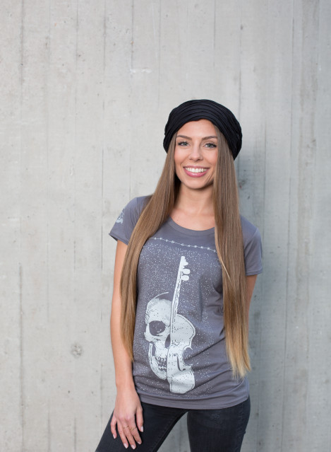 Damen Shirt Geige Anthrazit