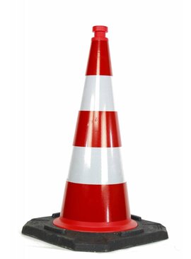 Verkeerskegel 75 cm - volledig reflecterend met zwarte voet