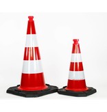 Cône de signalisation 75 cm - entièrement réfléchissant avec pied noir
